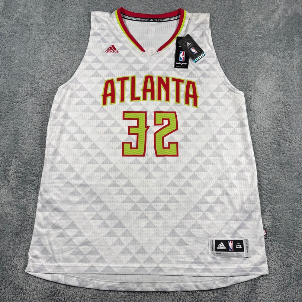 NWT Adidas NBA Atlanta Hawks Mike Scott 32 Swingman Jersey White Red XXL Geomet